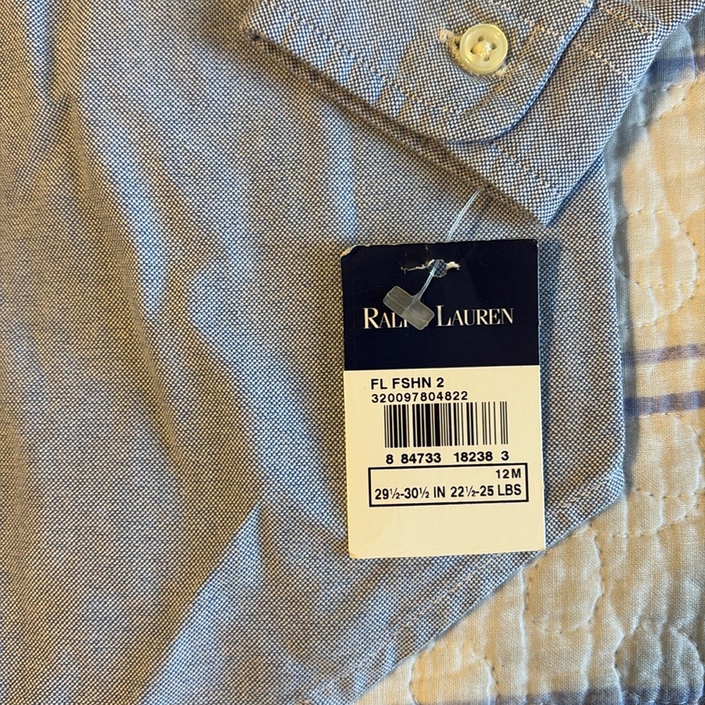 Ralph Lauren 18M Boys Button Up Shirt with Emblem on Chest - Picture 3 of 11